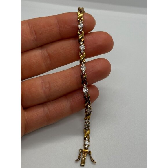 925 STERLING SILVER GOLD PLATED CZ BRACELET